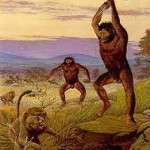 early human killing a beast